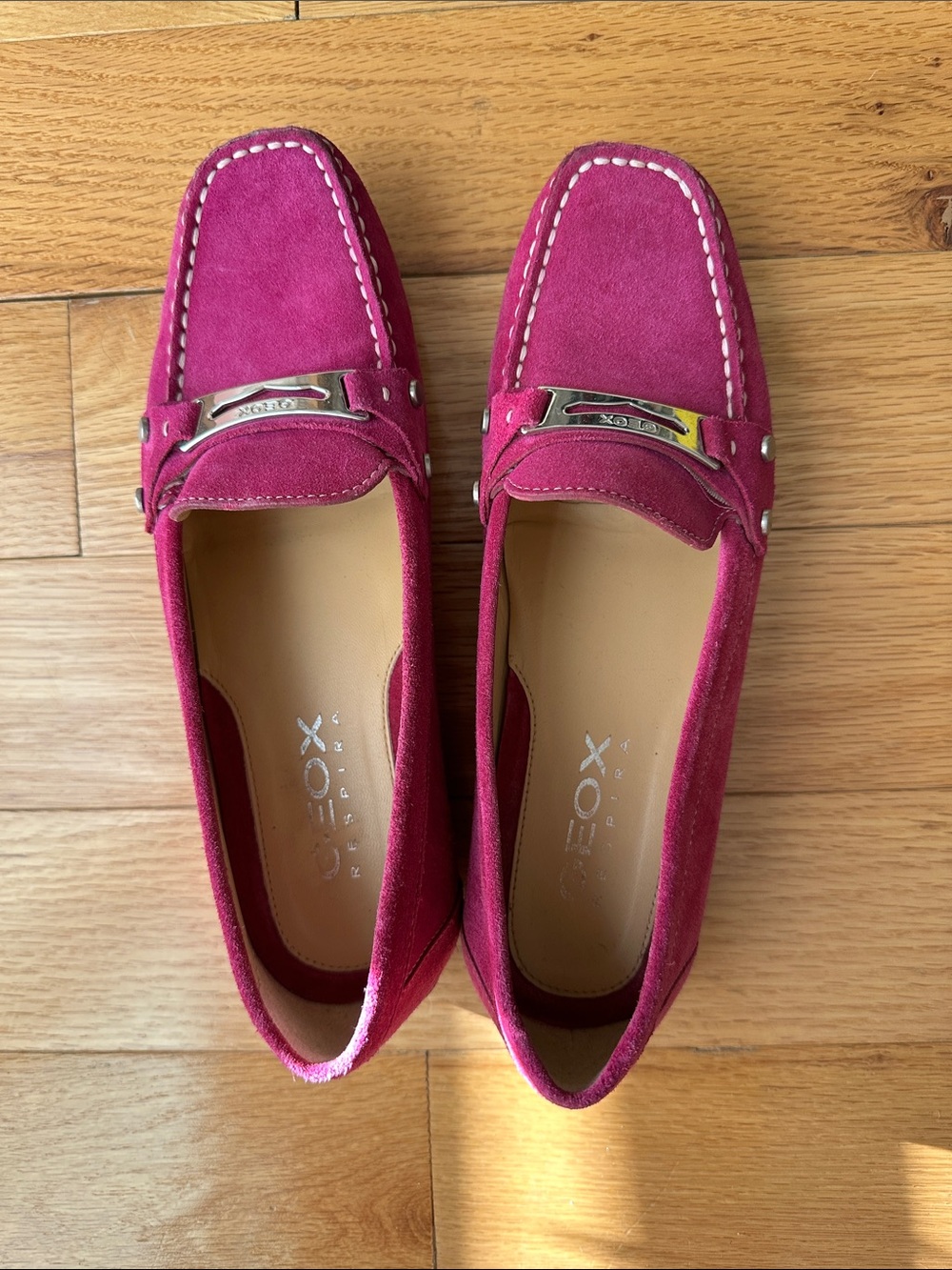 Geox Pink Suede Driving Loafers - Geox